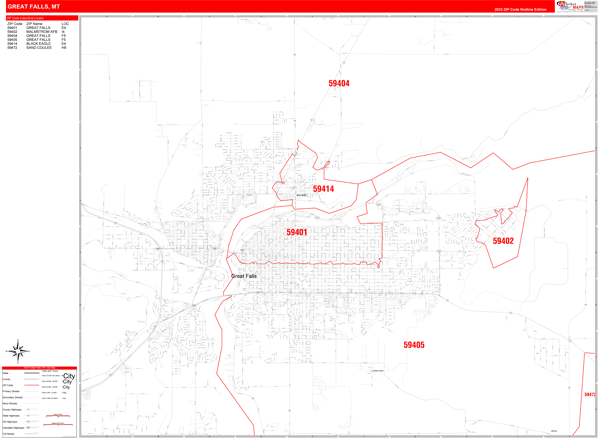 Great Falls City Map Book Red Line Style